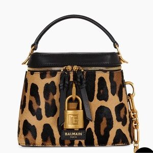 Balmain Animal Print Mini Bag with Gold and Black Details